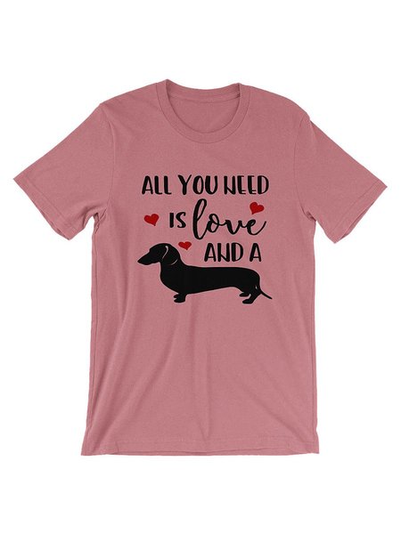 

Valentine's Day All You Need Is Love And A Dachshund Graphic Tee, Brick red, T-shirts