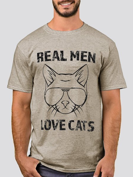 

Printed Vintage Cotton-Blend Men's Fashion Print Tee, Light khaki, T-shirts