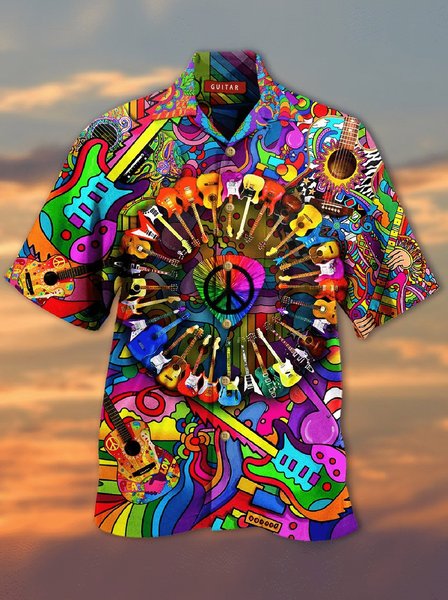 

Printed Ombre Shirt Collar Shirts, Multicolor, Blouses&Shirts