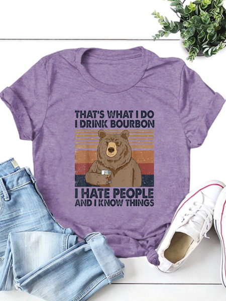 

Holiday Crew Neck Tops, Light purple, Tops