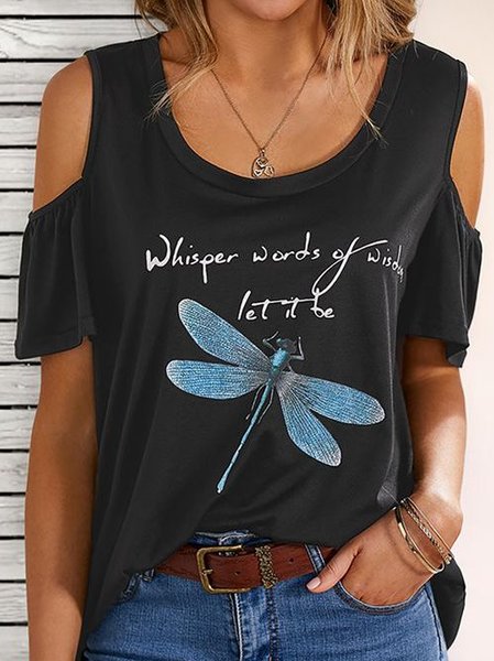 

Dritto Maniche Corte Camicie & Top, Nero, Blouses & Shirts