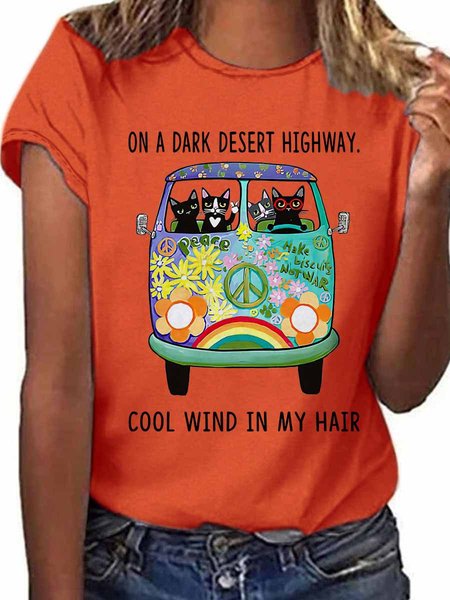 

Cat Graphic Tee, Orange, T-Shirts