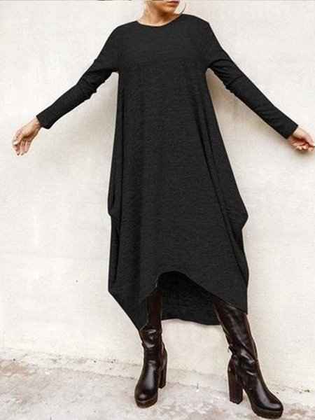 

Abito Casuale Maniche Lunghe, Nero, Maxi Dresses