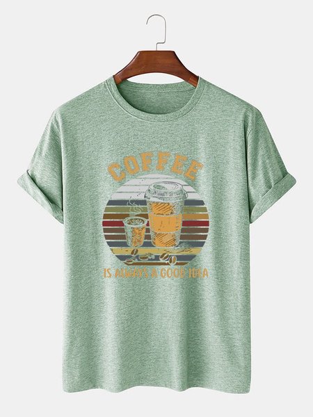 

Simple Cotton-Blend Tee Shirts & Tops, Lightgreen, T-shirts