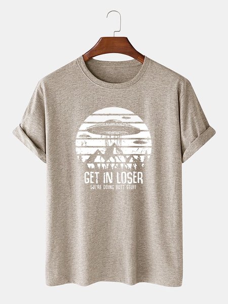 

Cotton-Blend Simple Tee T-shirt, Light khaki, T-shirt