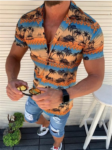 

Shirt Collar Casual Shirts & Tops, Yellow, Blouses&Shirts