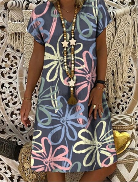 

Short Sleeve Simple Dresses, Flower, Dresses