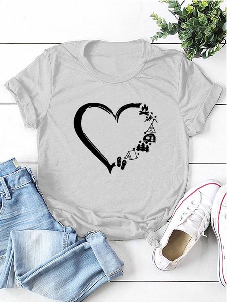 

Cotton-Blend Striped Crew Neck Casual T-shirt, White, Tees & T-shirts