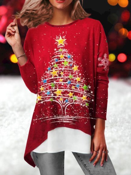 

Red Holiday Cotton-Blend Shirts & Tops, Green, Xmas