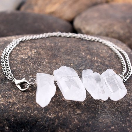 

Alloy Bracelets, Transparent white, Winter Clearance