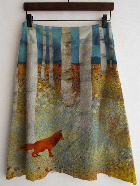 

Mini Gonna Ombre/Tintura a nodi Cotone, Colore, Skirts
