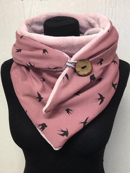 Women's Winter Bird Pattern Scarf, Pink, Scarfs