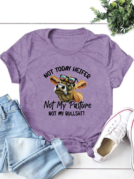 

Short Sleeve Holiday Cotton-Blend Shirts & Tops, Light purple, Tees & T-shirts