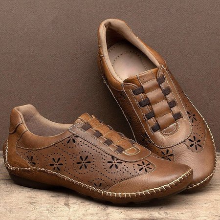 

Daily Faux Leather Hollow-Out Flats, Brown, Flats & Loafers