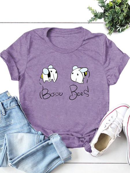 

Short Sleeve Vintage Tops, Light purple, Tees & T-shirts