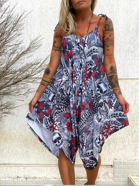 

Skull Casual Sleeveless Pants, Black, Dresses