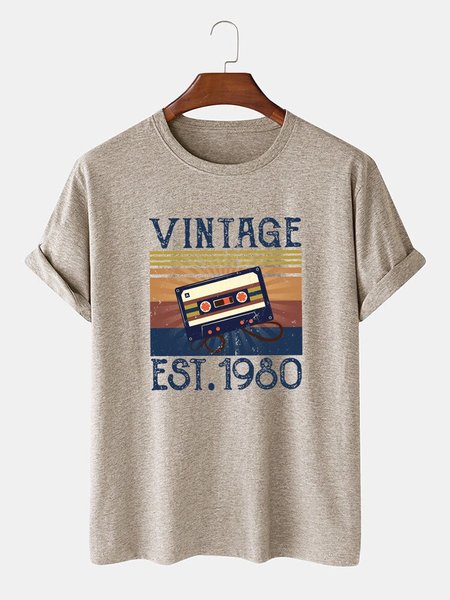 

Cotton-Blend Vintage Tee Shirts & Tops, Light khaki, T-shirts