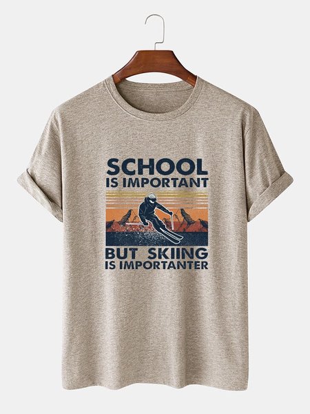 

Printed Simple Tee T-shirt, Light khaki, T-shirts
