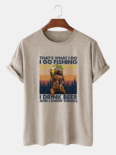 

Crew Neck Holiday Printed Tee T-shirt, Light khaki, T-shirt