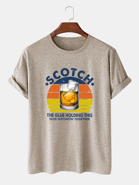 

Cotton-Blend Casual Crew Neck Tee Shirts & Tops, Light khaki, Men's t-shirts