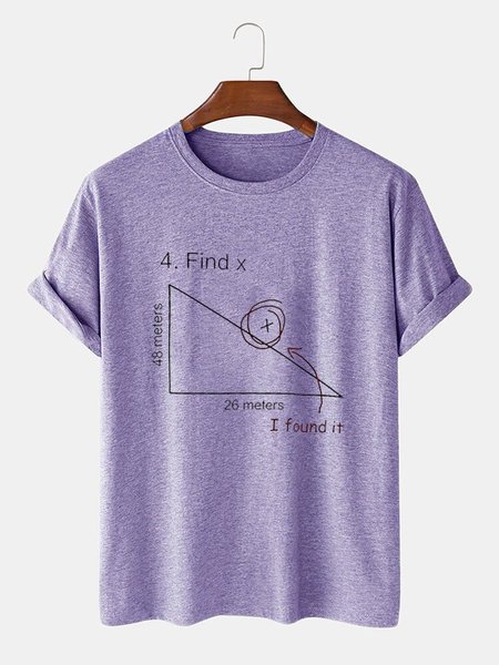 

Simple Cotton-Blend Crew Neck Tee T-shirt, Light purple, Men's t-shirts