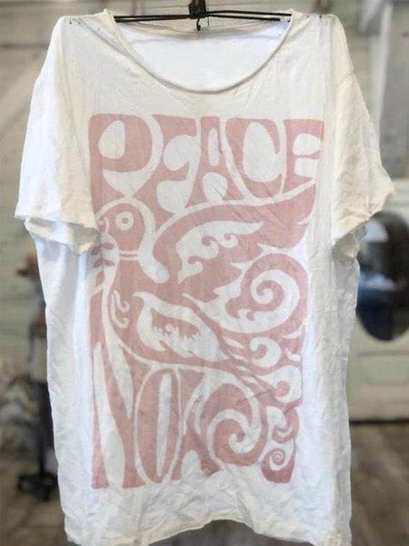 

Crew Neck Floral-Print Casual Cotton-Blend T-shirt, White, Tees & T-shirts