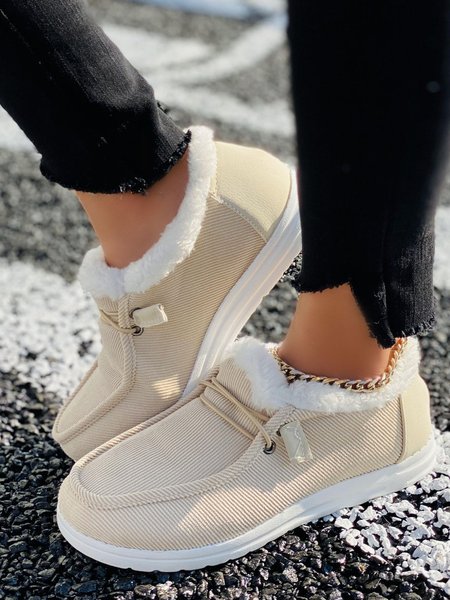 Flat Heel Daily Winter Flats, Khaki, Athletic & Casual Shoes