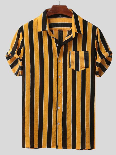 

Camicetta con Scollo a V Casuale, Giallo, Men's Top