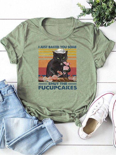 

I Just Bake You Some Shut The Fucupcakes Tee, Army green, T-shirts