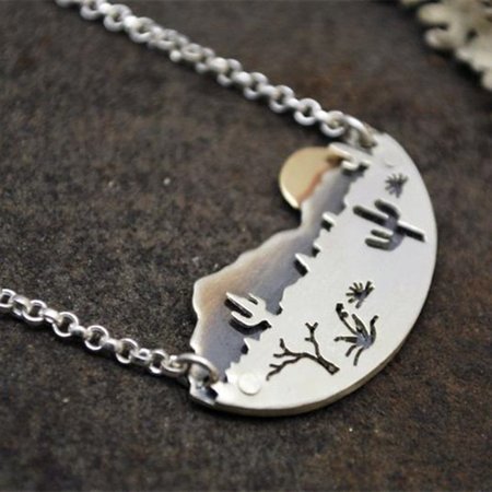 

Cactus Landscape Pendant Necklace, Silver, Necklaces