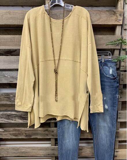 

Light Yellow Long Sleeve Slit Shirts & Tops, Shirts & Blouses