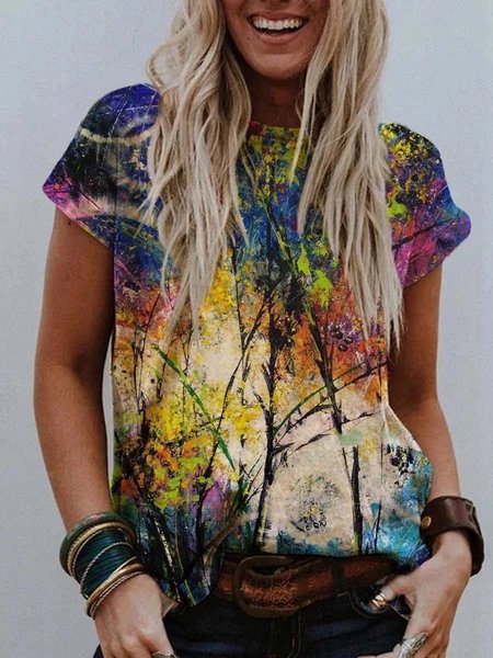

Short Sleeve Shift T-shirt, Multicolor, T-Shirts