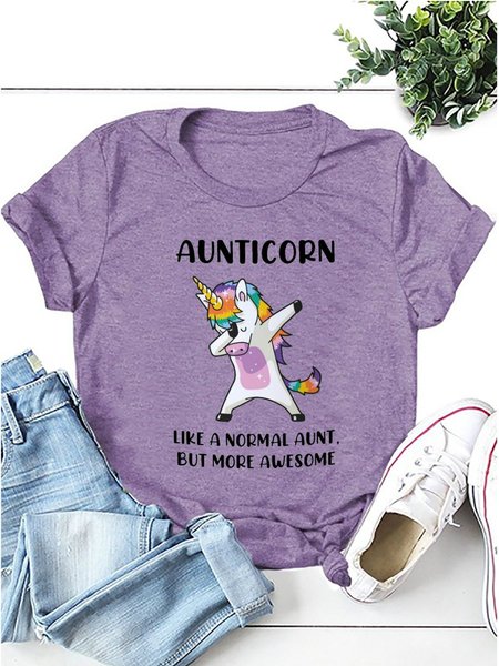 

Short Sleeve Casual Cotton T-shirt, Purple, Tees & T-shirts