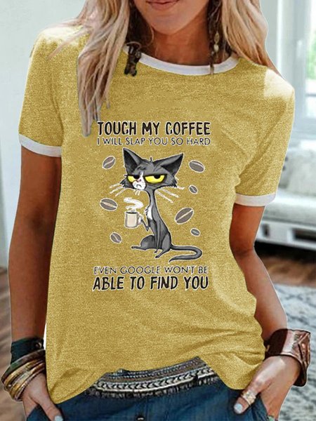 

Black Cat And Letters Women's T-Shirt, Yellow, T-shirts