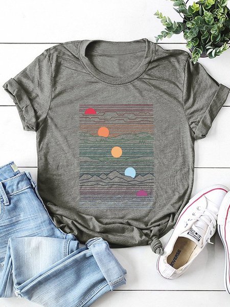 

Short Sleeve Casual T-shirt, Gray, Tees & T-shirts