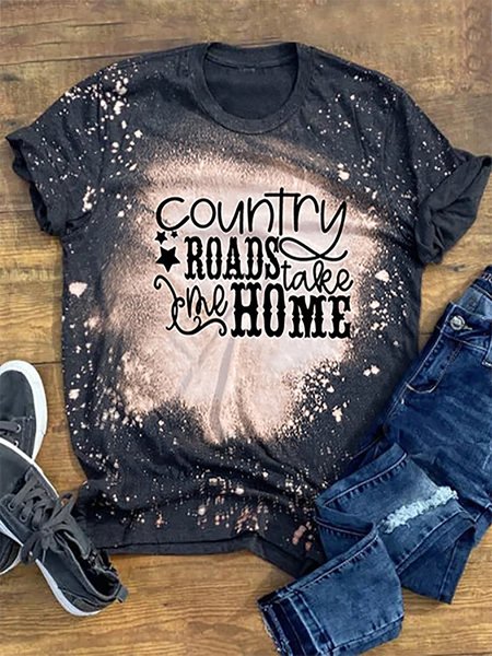 

Vintage Crew Neck Letter Shirts & Tops, As picture, Tops