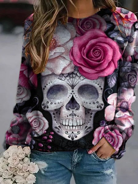 

Sweet Floral-Print Shirts & Tops, As picture, Tops