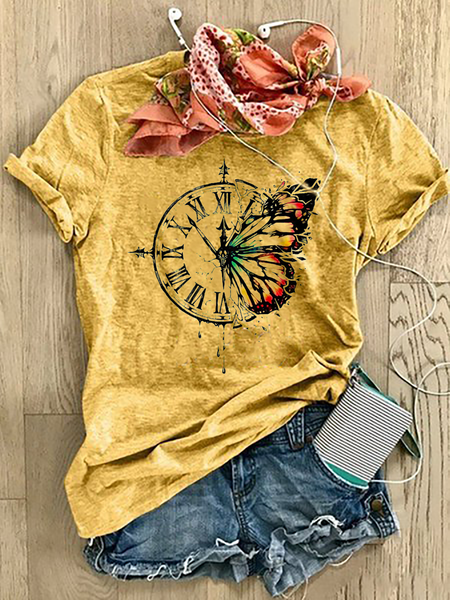 

Plus size Short Sleeve Casual T-shirt, Yellow, Tees & T-shirts