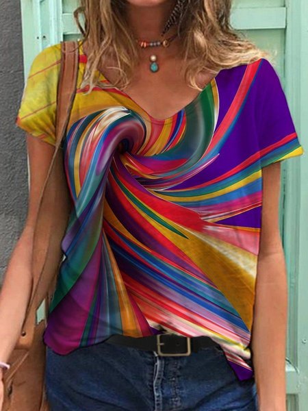 

Casual Short Sleeve T-shirt, Multicolor, T-Shirts