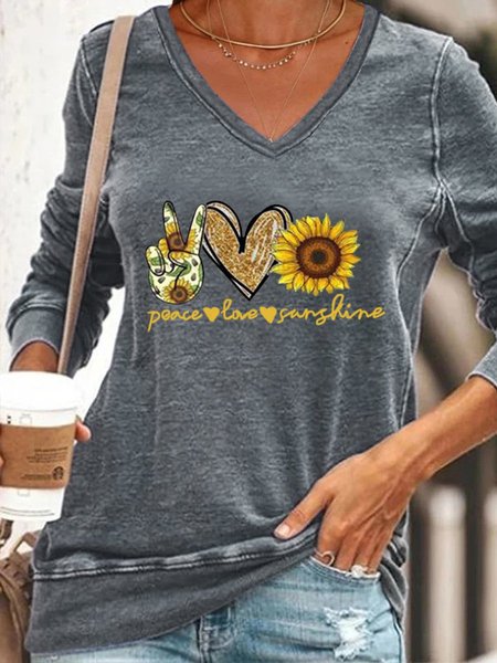 

Gesture Heart and Sunflower Women's Sweatshirt, Grey, Hoodies&Sweatshirts