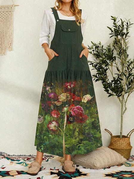 

Cotton Floral Jumpsuit & Romper, Green, Jumpsuits & Rompers