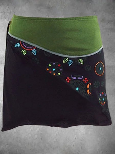 

Plus Size Sweet Tribal Cotton-Blend Skirts, Black, Auto-Clearance