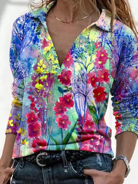 

Colorato fiore La pittura T-shirt, Multicolore, T-Shirts