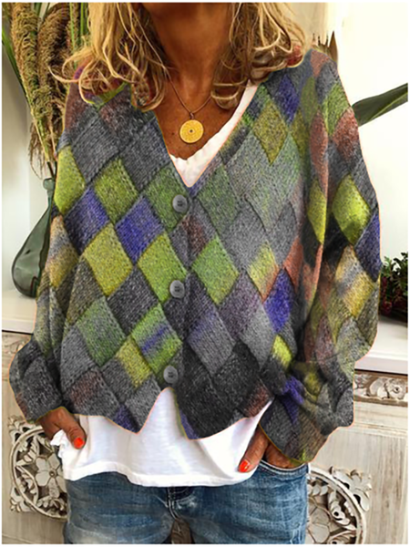 

Plus size Geometric Long Sleeve Outerwear, Yellow, Outerwear