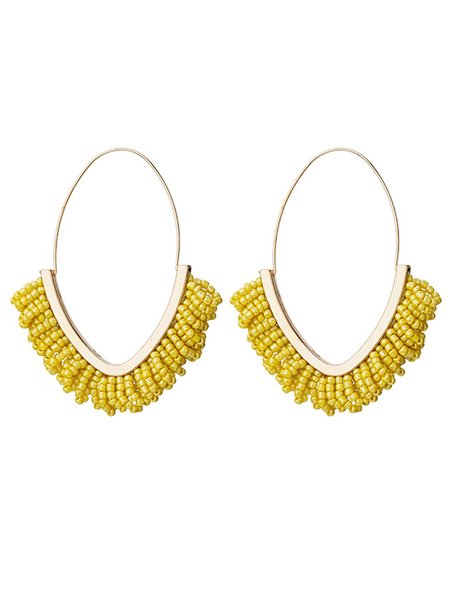 

Colorful Pearl Earrings V-shaped Alloy Bohemian Rice Bead Earrings, 8#, Earrings