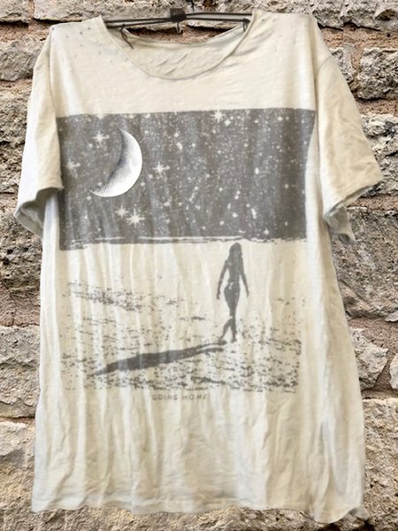 

Vintage Short Sleeve T-shirt, Apricot, Tops