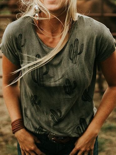 

Short Sleeve Vintage Crew Neck Shirts & Tops, Deep gray, Tees & T-shirts