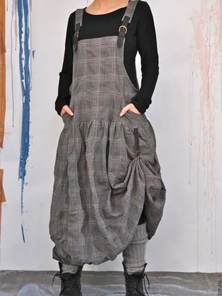 

Abito Vintage Senza Maniche Collo Quadrato, Grigio, Dresses