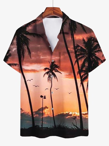 

Cotton-Blend Shirts, Orange, Men's Floral shirt