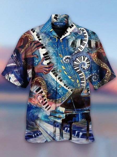 

Cotton-Blend Shirts & Tops, Blue, Men's Floral shirt